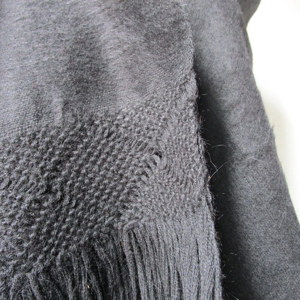 Black wool shawl blanket. 23x64inch warm sturdy scratchy wool. - Picture 8 of 15